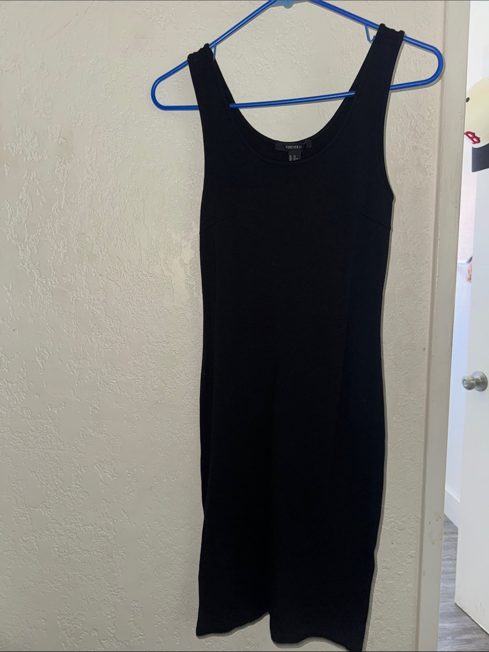 Forever 21 Black Ribbed Midi Tank Dress